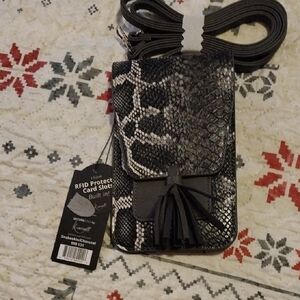 K Carroll Rfid Snakeskin Print Crossbody. NWT